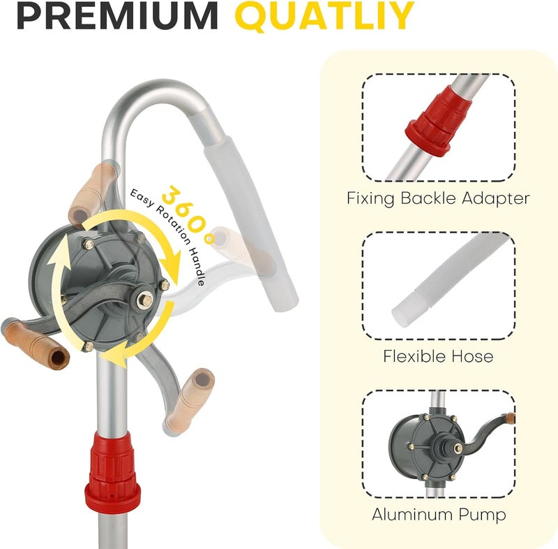 Acymner Aluminum Rotary Hand Barrel Pump | 5 to 55 Gallon Drum Pump Corrosion-Resistant Rotary Barrel Pump with Hand Crank for Oil Transfer - Image 3